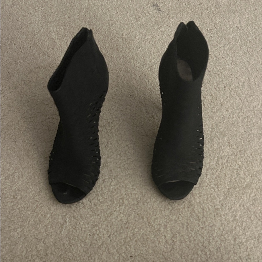 Vince Camuto Black Peep-Toe Heeled Boots